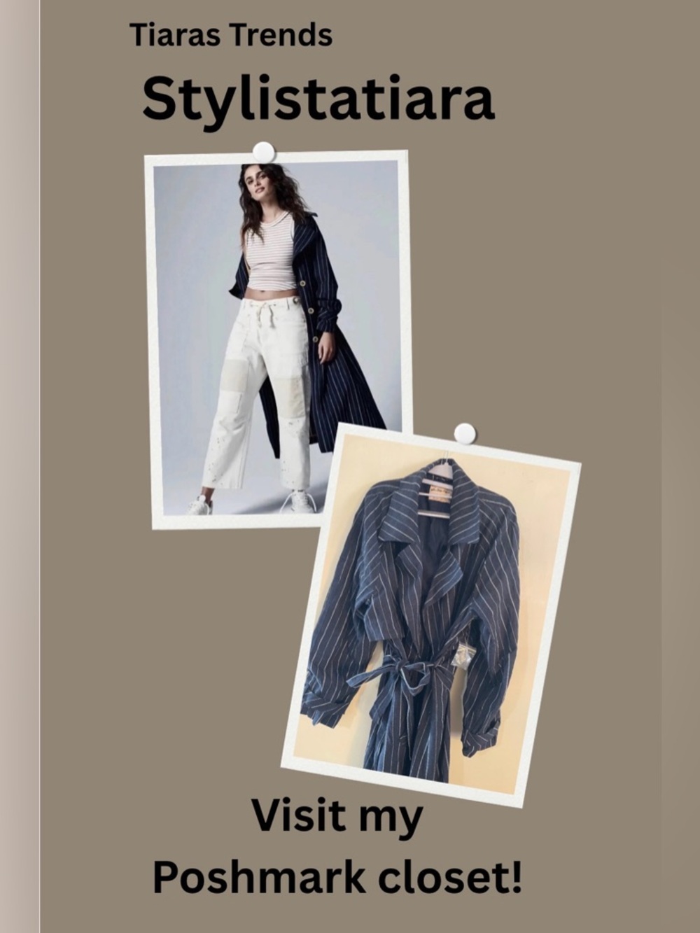 Striped Black Trench Coat - Women's Longline Coat - Picture 11 of 12